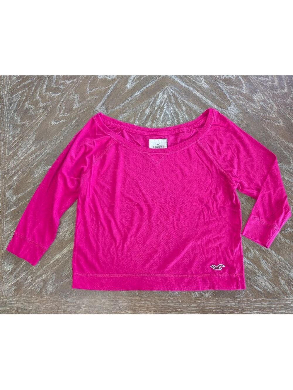 Hollister Pink Rose Boatneck Top 2011 Tumblr Era 3/4 Sleeve Size M